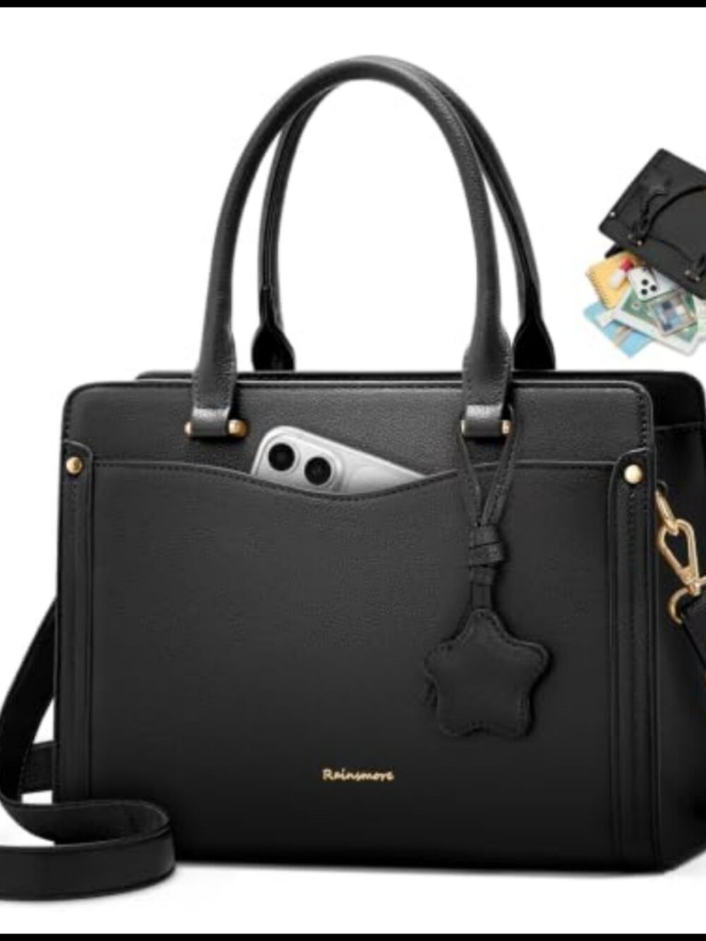 PU Leather Satchel Top Handle Work Tote Bag